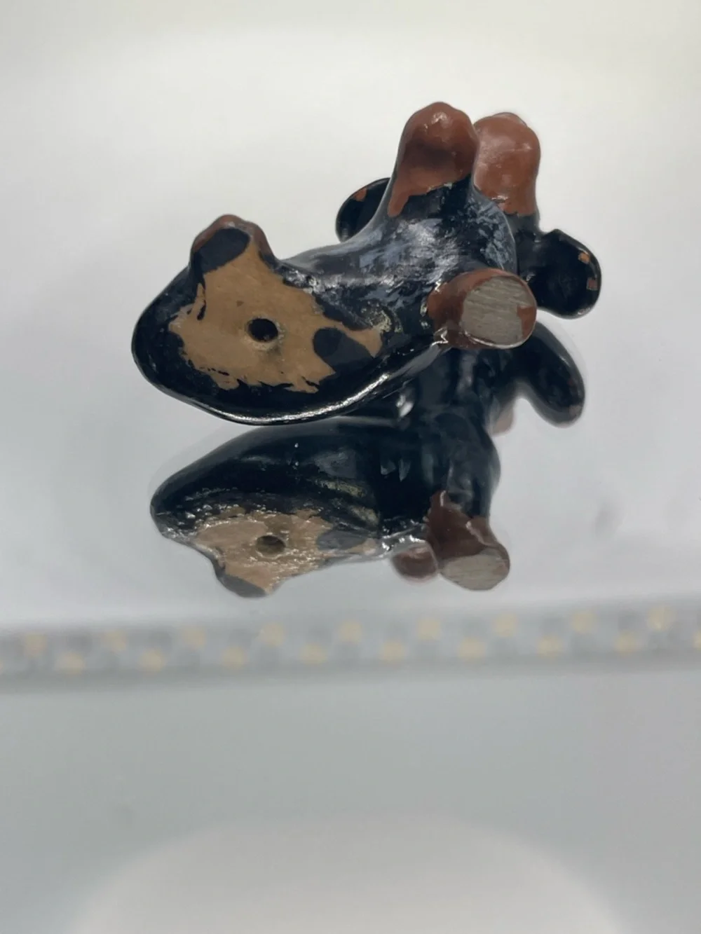 Dapple mini Dachshund Dog Figurine stoneware - Decorative Pet Accent